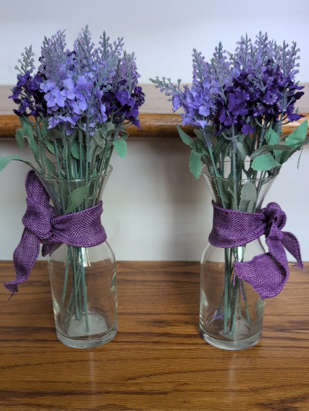 Lavender Bouquet Pair with Purple Ribbon